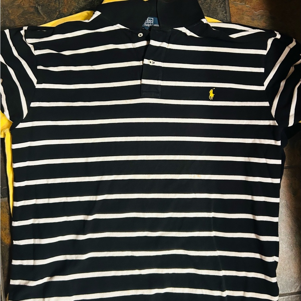 Polo by Ralph Lauren Men's Cream Polo Shirt with USA Flag
